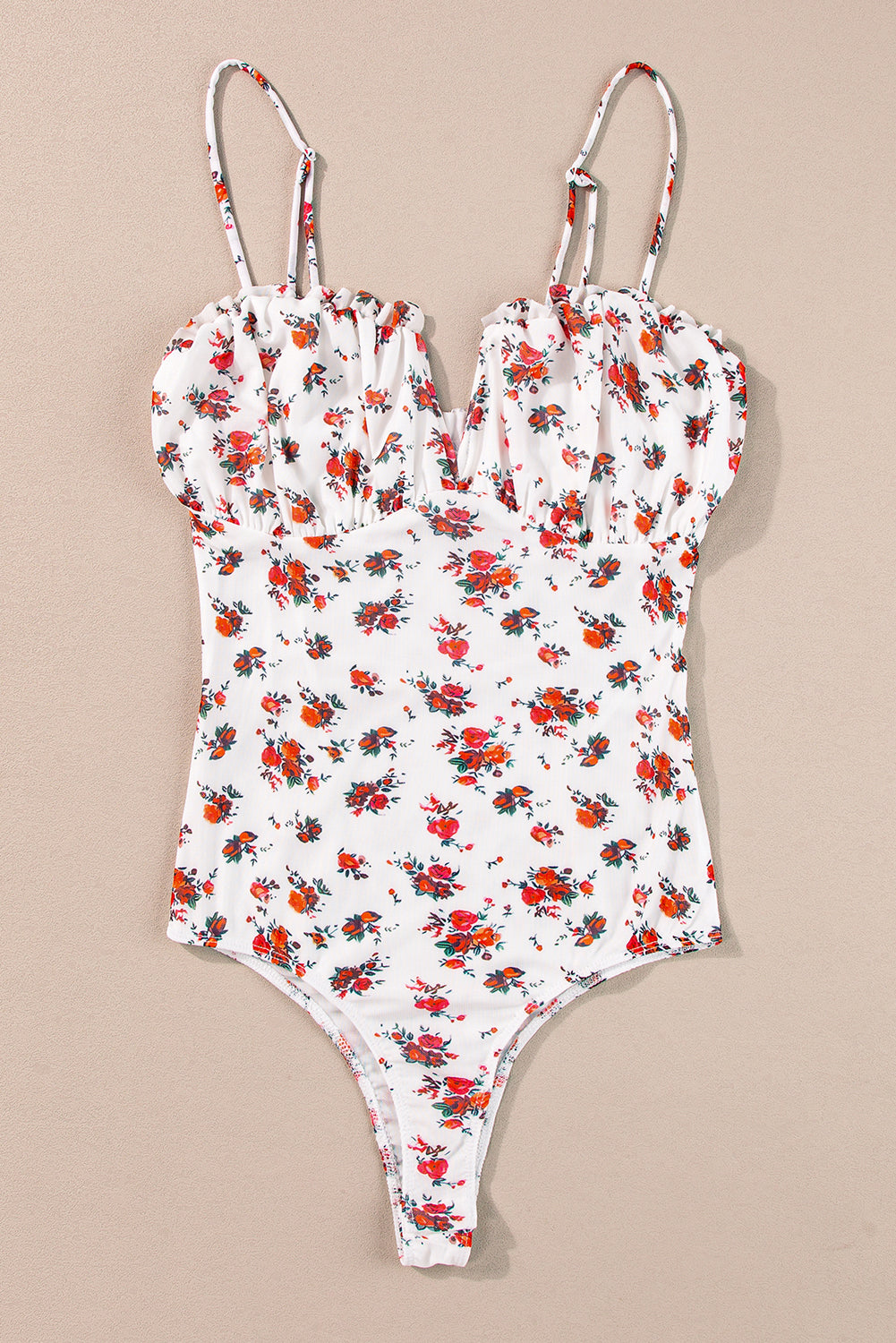 White Floral V Bodysuit