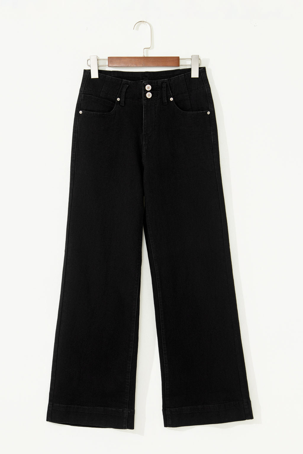 2-Button High Waist Wide Leg Jeans