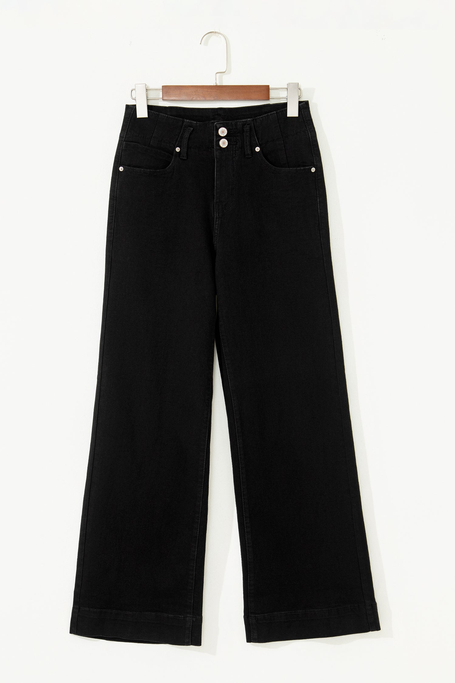 2-Button High Waist Wide Leg Jeans