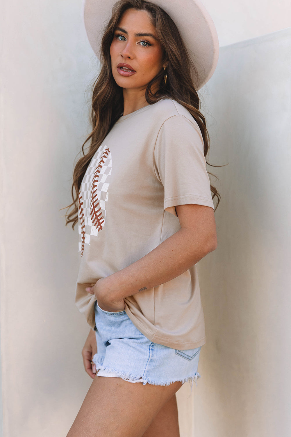 Checkered Baseball Graphic T Shirt