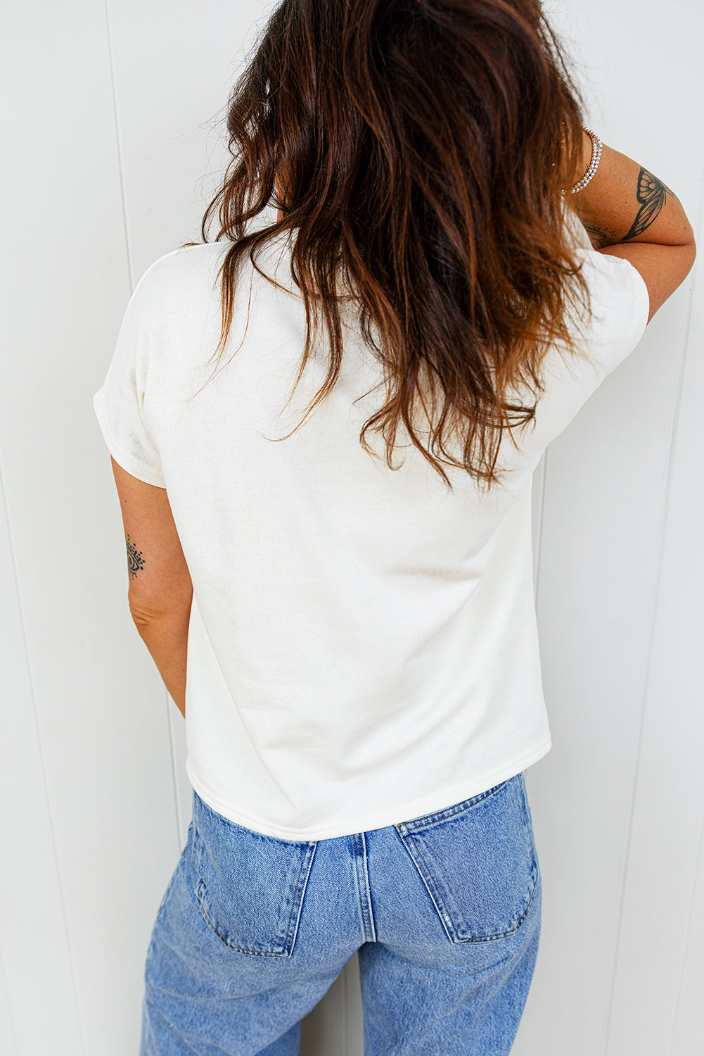 White Leopard Bow Embroidered T Shirt
