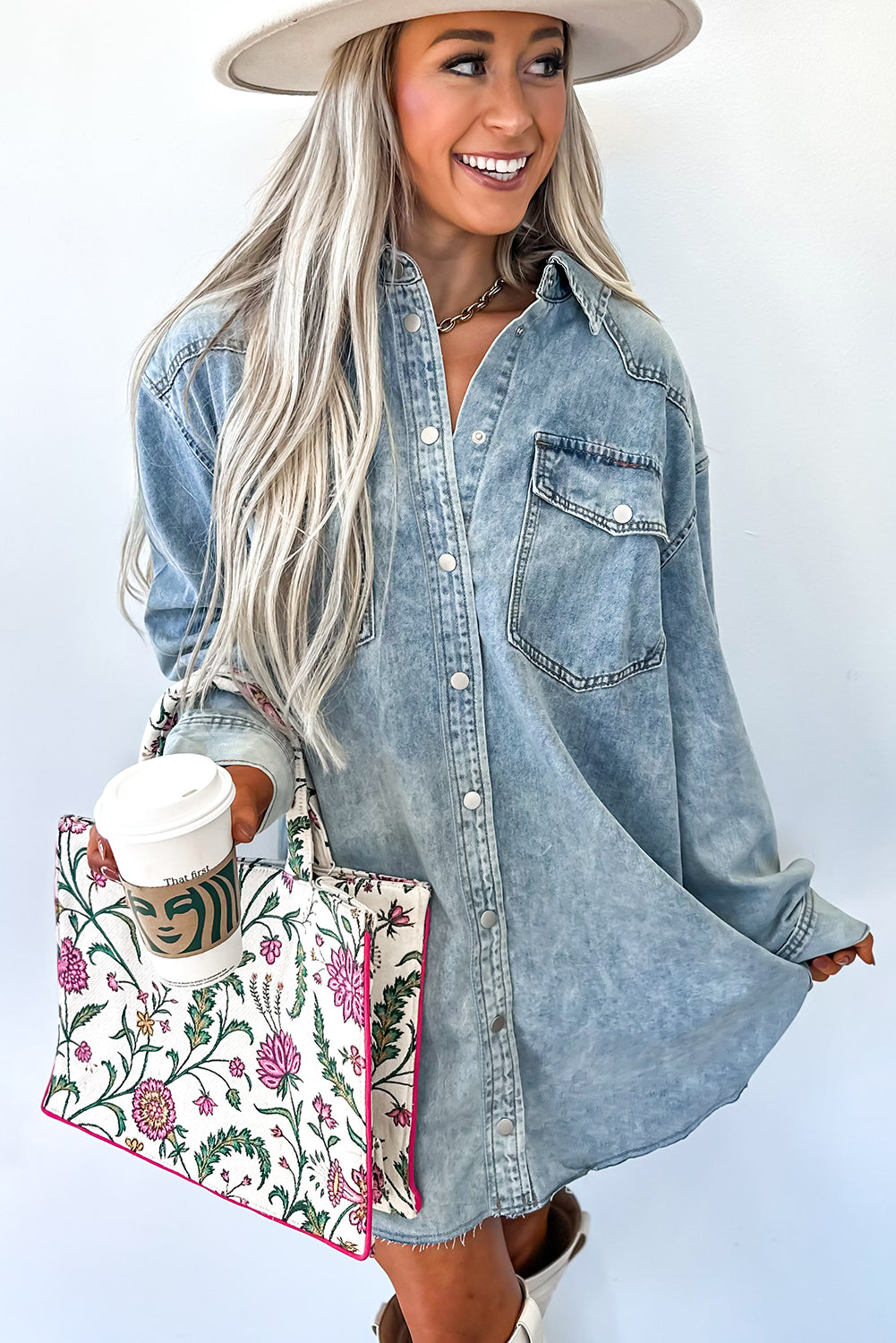 Denim Loose Shirt Dress