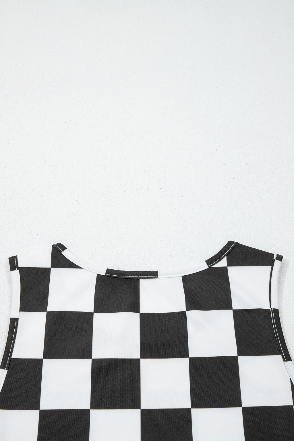Black Checkerboard Printed Slim Tank Top
