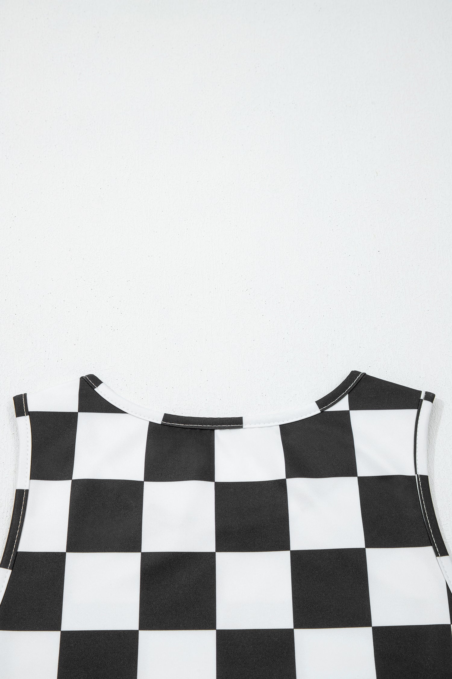 Black Checkerboard Printed Slim Tank Top