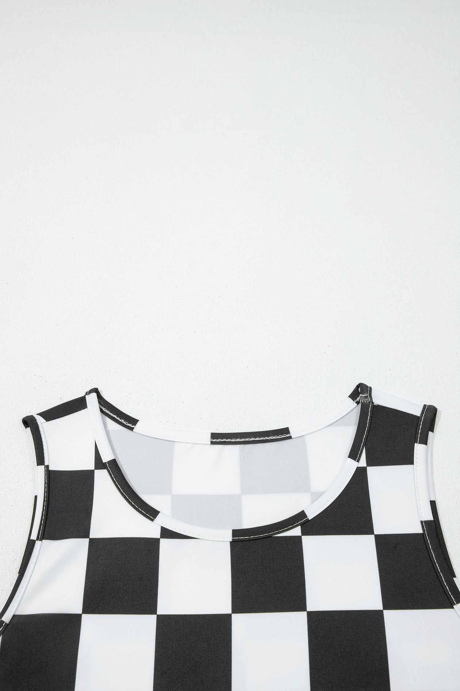 Black Checkerboard Printed Slim Tank Top