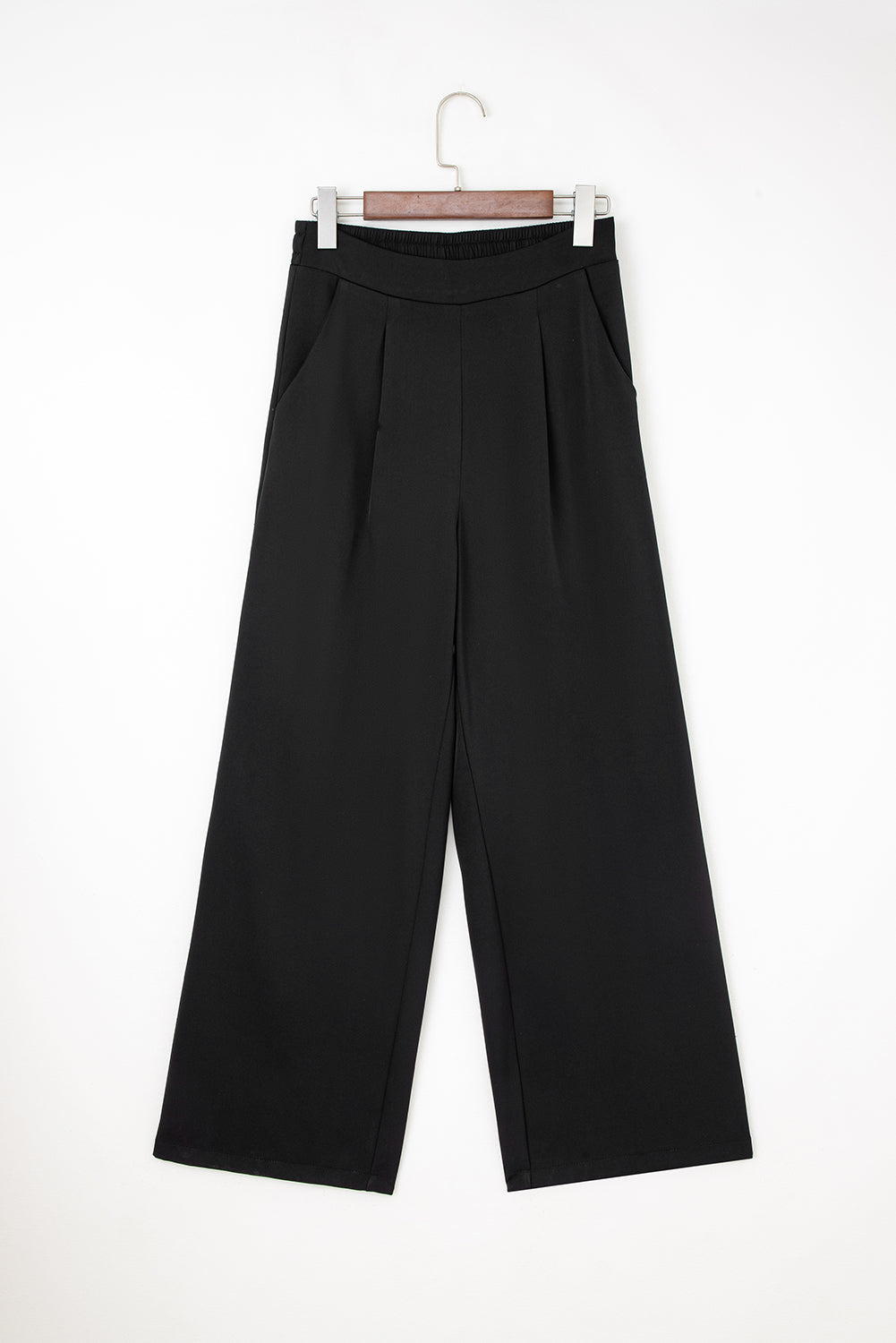 Pleated Elastic Waist Loose Straight Pants